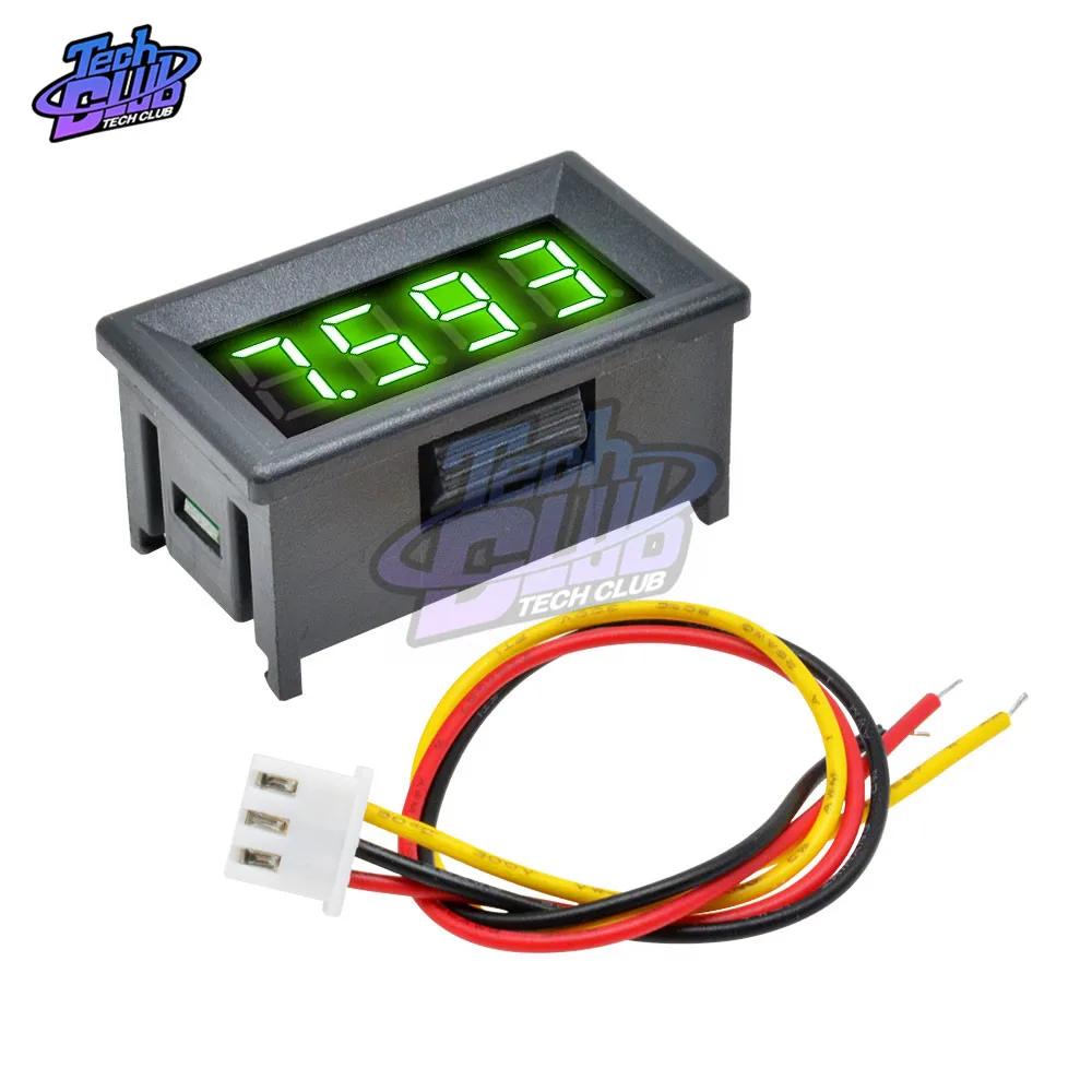 Voltímetro Digital DC 0V-100V, medidor de voltaje de precisión de 3 cables y 4 bits, 0,36 pulgadas, Panel LED para motocicleta electromóvil y coche