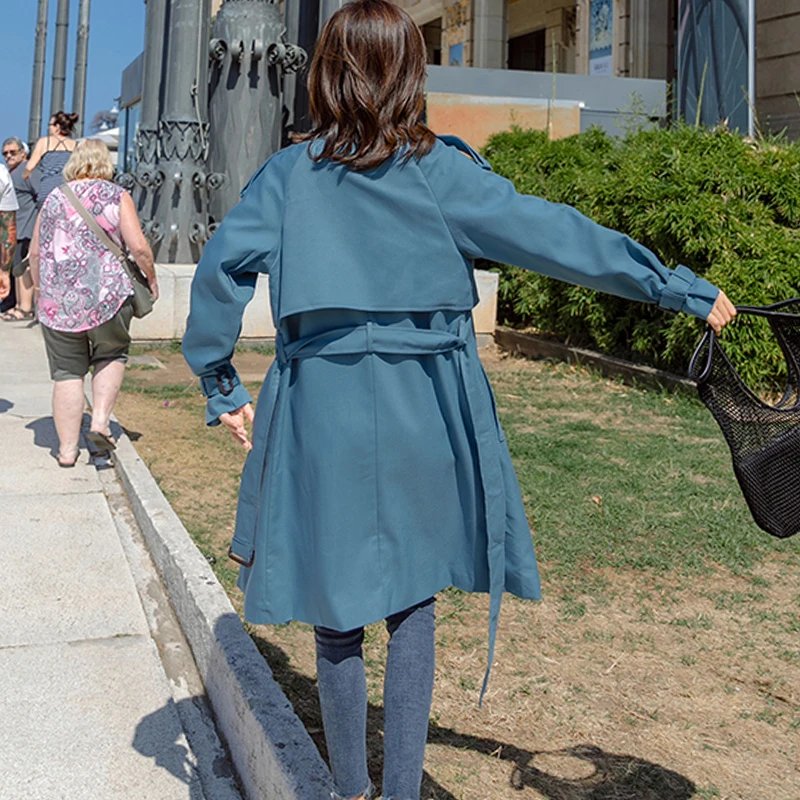 Женский Длинный тренчкот с поясом Fitaylor классический двубортный плащ ветровка