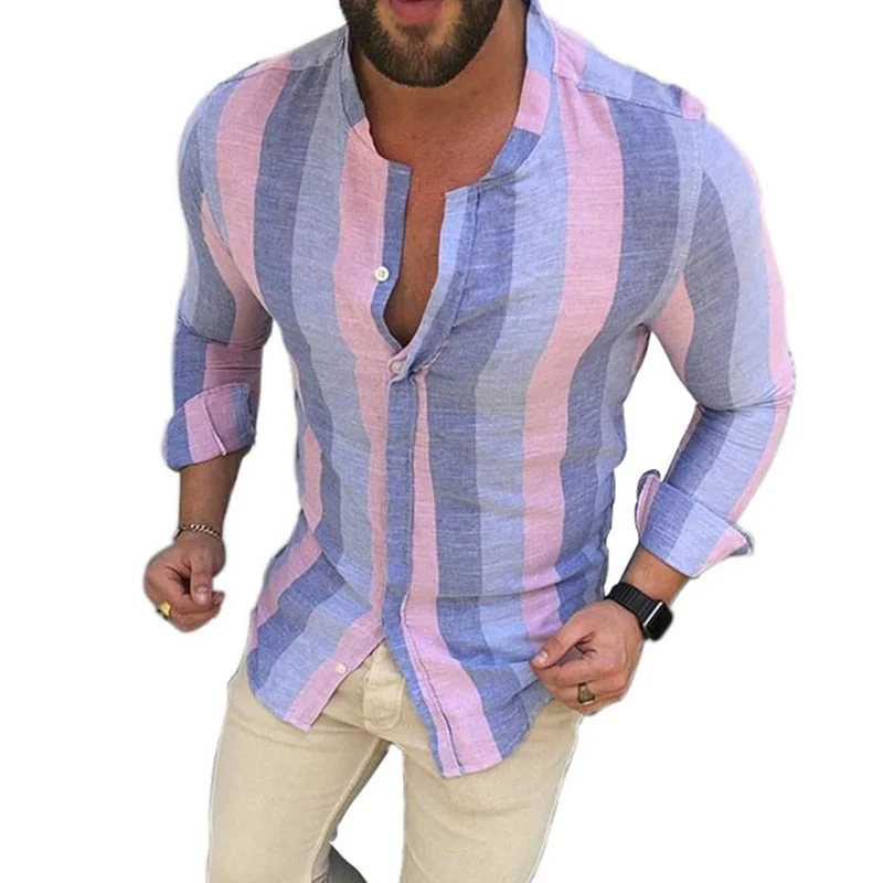 

Men Long Sleeve Printed Shirt Beach Holiday Slim Fit Casual Party Tops Blouses