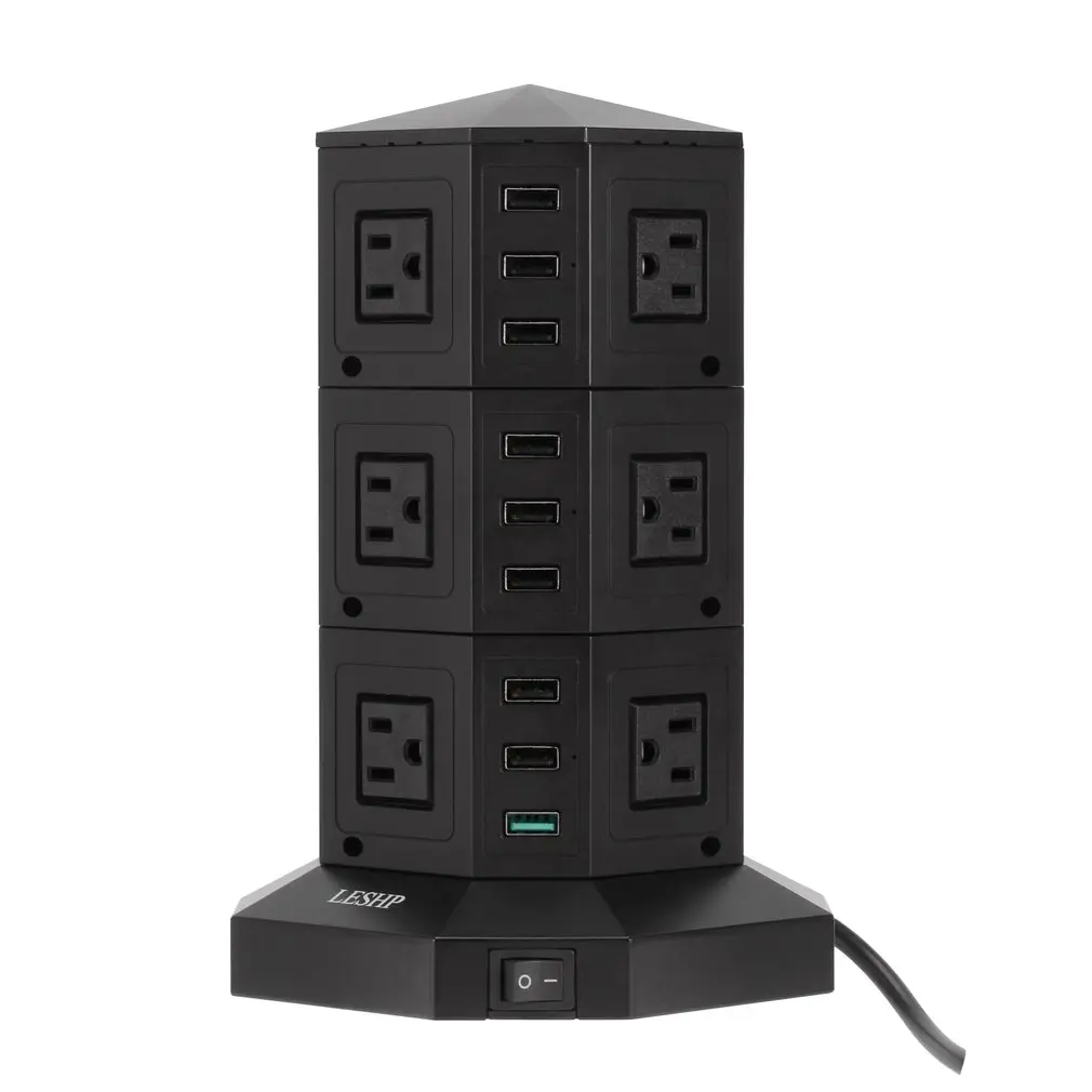 LESHP USB умная зарядная розетка 3 слоя 9 usb портов Быстрая зарядка силовая полоса м