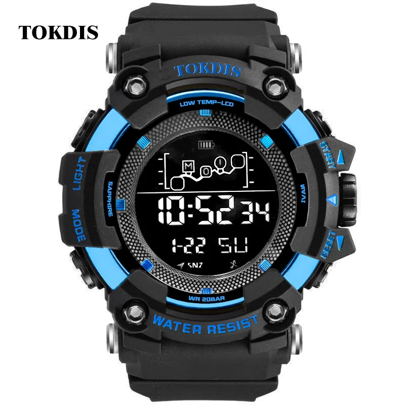 TOKDIS New Fashion Men Orange Multifunction Waterproof Big Dial LED Digital Watch Men Casual Sport Men Watches Relogio Masculino