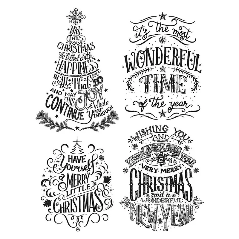 

Clear Stamps Beautiful Wounderful Time Merry Christimas Happy Trees Winter For DIY Scrapbook Photo Album Craft Card 2021 New