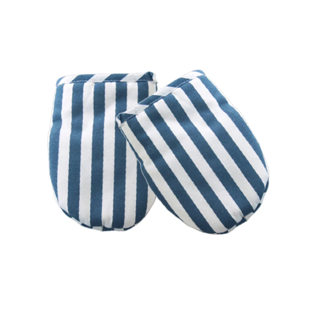 

1 Pair Stripes Heat Resistant Thicken Oven Baking Oven Mitts for Home Restaurant (Blue)