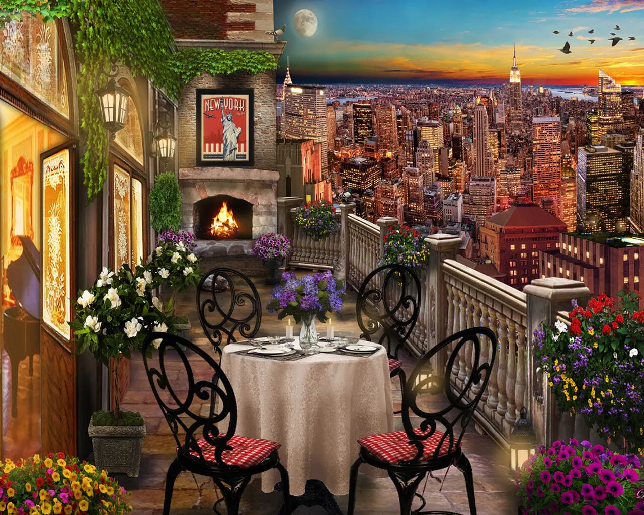 

JMINE Div 5D New York City Garden Full Diamond Painting cross stitch kits art High Quality Scenic 3D paint by diamonds