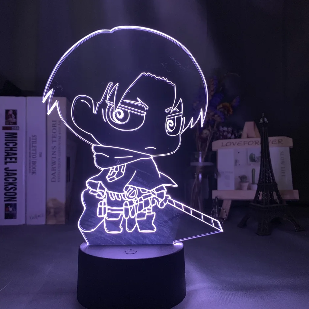 Ночник 3d атака на Титанов фигурка Леви Аккермана Чиби ночник для украшения дома