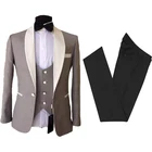 Новый дешевый блейзер с воротником-шалью, костюм для шафера, мужские свадебные костюмы, смокинги для жениха на заказ, костюм из трех предметов (пиджак + брюки + жилет)