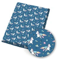 ibows polyester cotton fabric cartoon unicorn fox printed cloth fabric dress garment bag home textile diy sewing 45145cm 80g