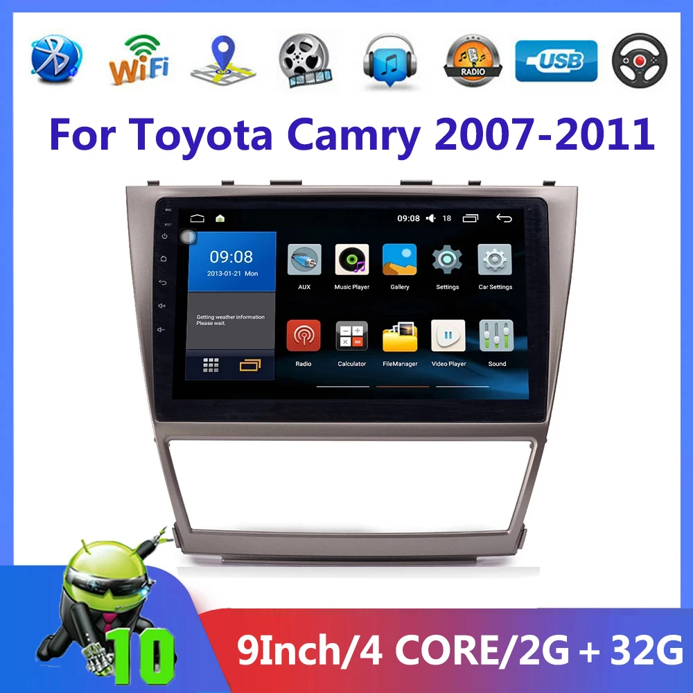 

Автомагнитола, мультимедийный видеоплеер, Android 10, 2 Din, для Toyota Camry 2007-2011, навигация, Wi-Fi, Bluetooth, управление рулевым колесом
