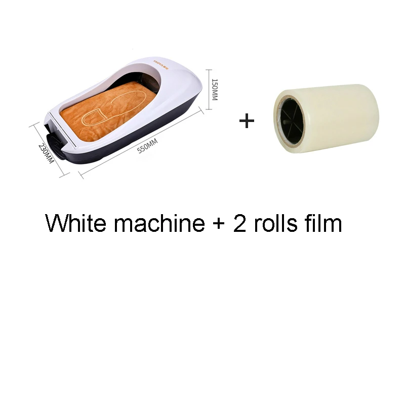 White 2roll film Отправка с пленкой автоматическая крышка для обуви машина для обуви мембранный диспенсер для обуви подошва крышка для дома отель офис пылезащитный чехол белый - Цвет: White 2roll film