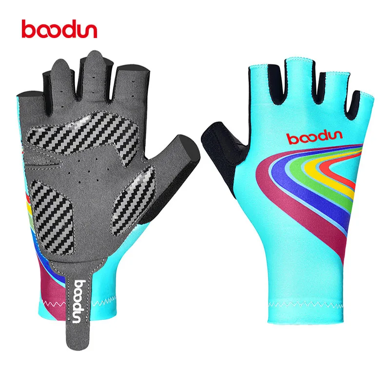 Boodun-Guantes transpirables de medio dedo para Ciclismo, antideslizantes, con absorción de impacto,...