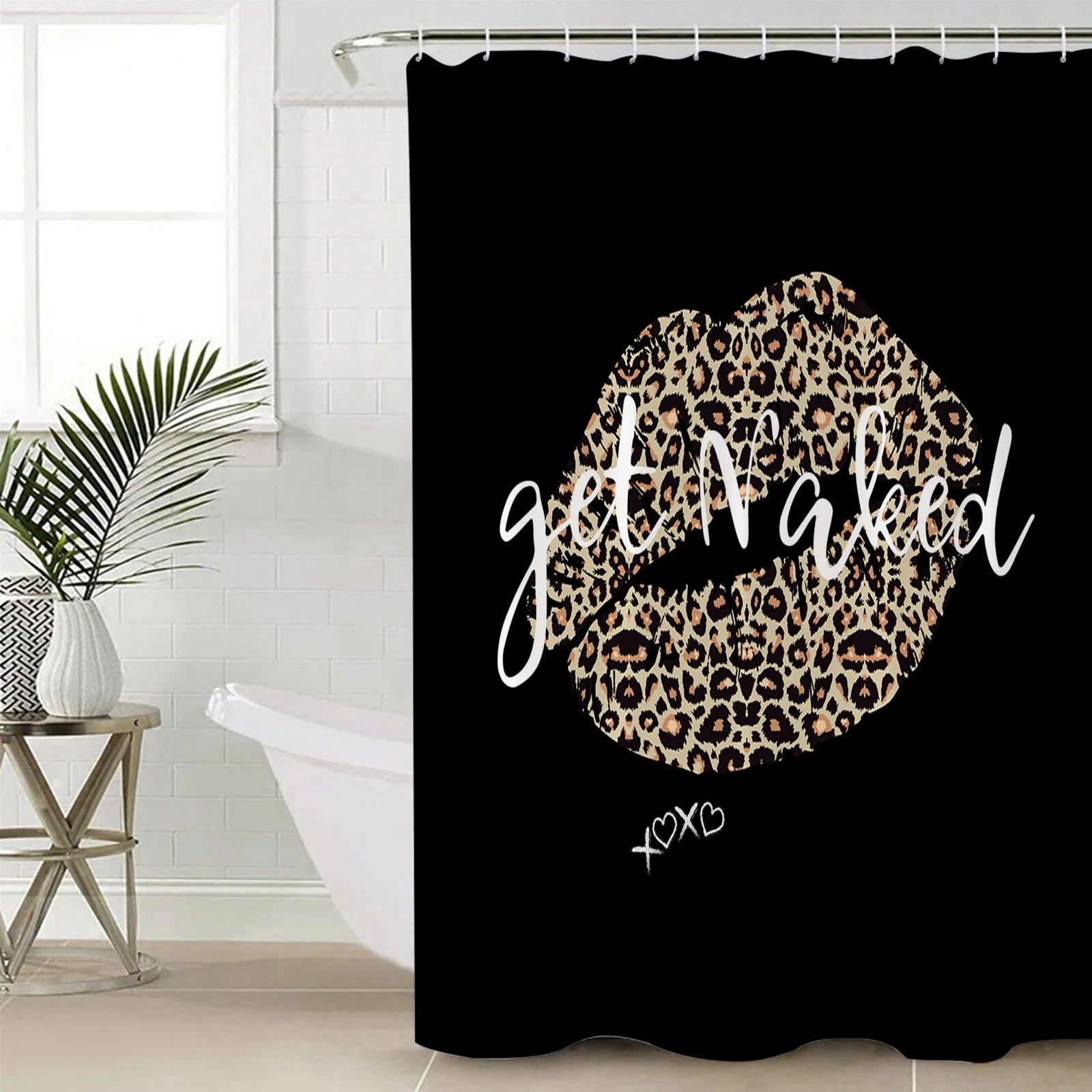 

Sexy Lips Leopard Graffiti Shower Curtains Waterproof Bathroom Curtain Frabic Polyester Bathroom Curtain with Hooks