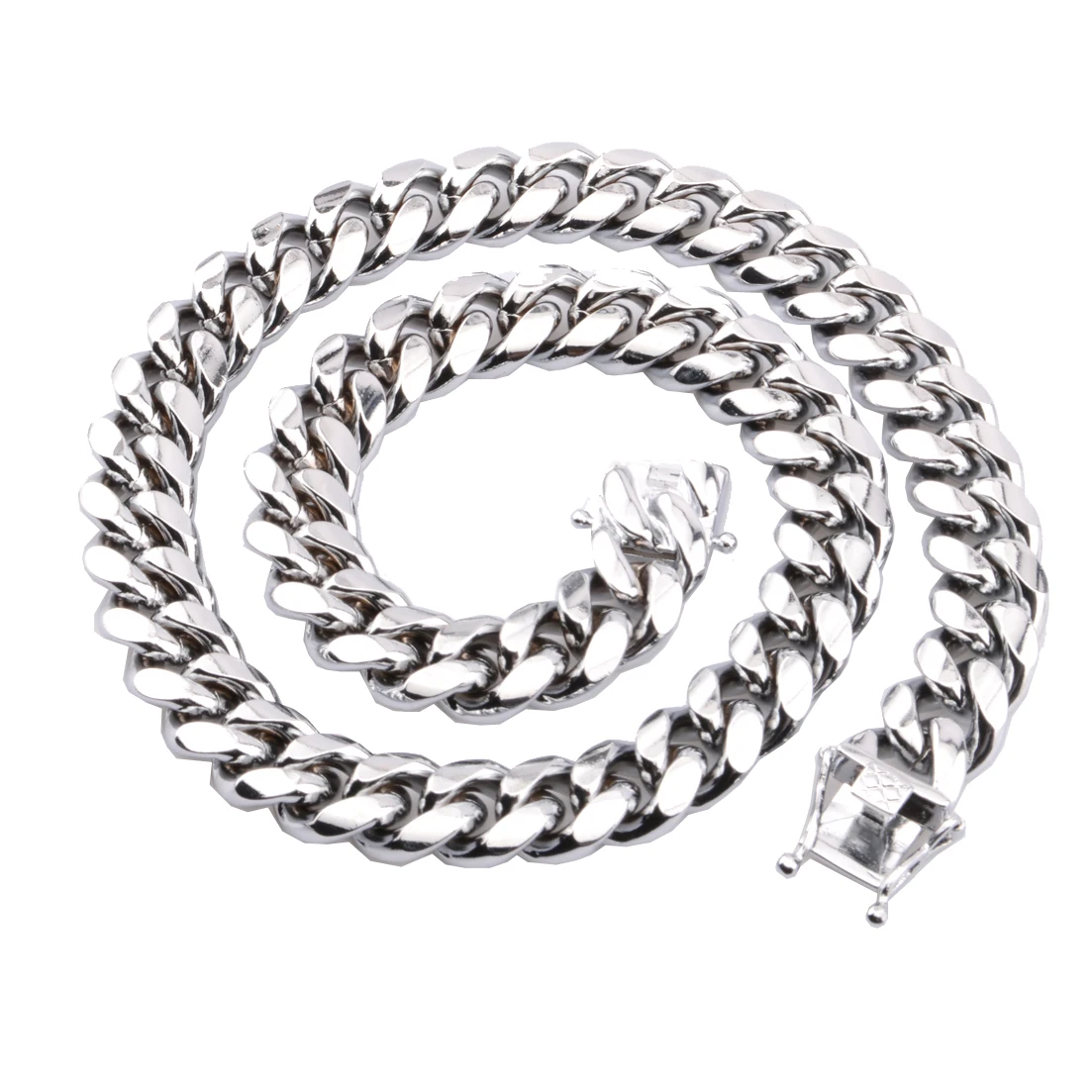 

12mm Wide 316L Stainless Steel Curb Cuban Link Chains For Men Necklace Jewelry 7-40inch As Christmas Gift
