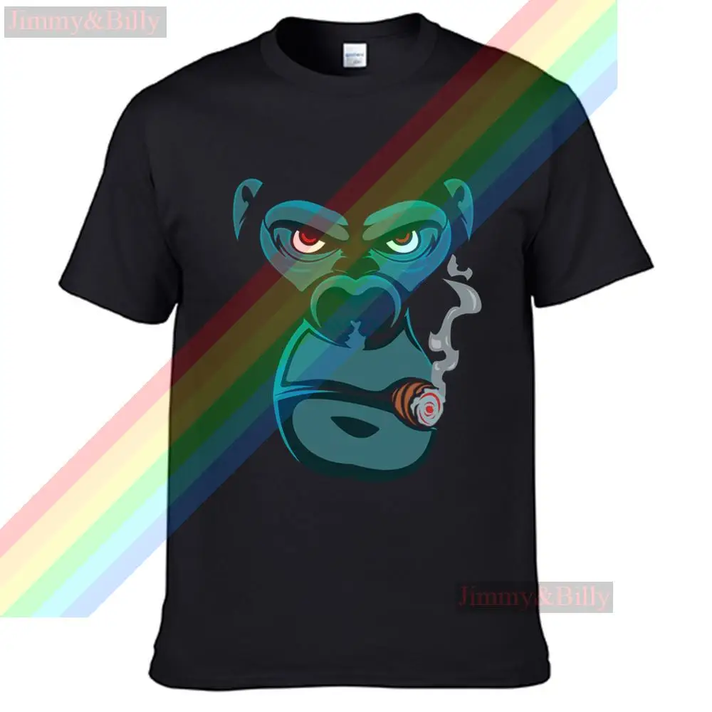 

Cigar Smoking Smoked Gorilla Retro Casual T Shirt Men's Summer Black 100% Cotton Short Sleeves O-Neck Tee Shirts Tops Tee Unisex