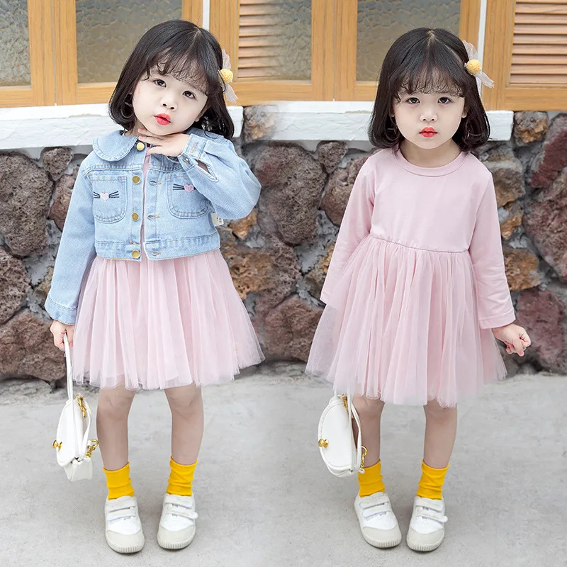 Для девочек милый комплект одежды Сезон весна осень Детская одежда для маленьких