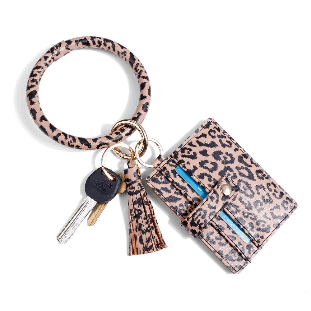 

Wrist Ring PU Leather Card Case Key Chain Pendant for Women Coin Purse Hand Ring Bracelet Outing DIY Accessories Luxury Gift