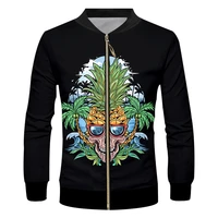 womenmen black zipper jacket 3d pineapple skull print tracksuit hot sale casual outerwear hiphop harajuku streetwear oversize