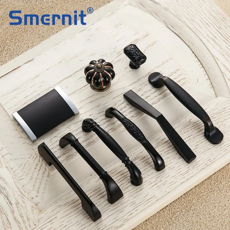 5 шт. современные черные дверные ручки металлический выдвижной ящик для
