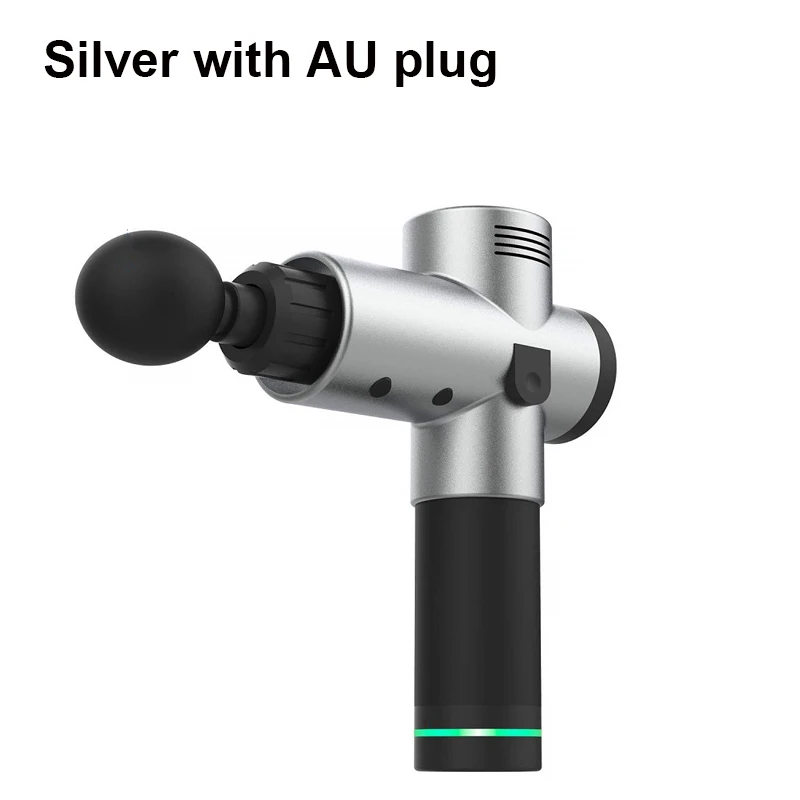 silver with AU plug Лечебный массаж Пистолеты 3 шестерни мышечный массажер Боль спортивные мышцы Вибрационный расслабляющий машина расслабиться похудения сброса 4 головки - Цвет: silver with AU plug