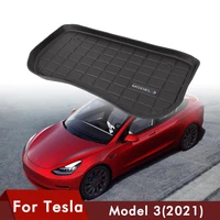 1pcs car front trunk mat for tesla model 3 car accessories black tpe waterproof wearable protective pads mat compatible 2021