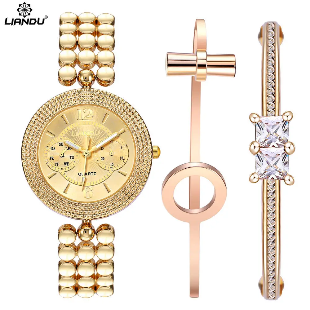 Liga de Luxo Relógio de Luxo Relógio de Quartzo de Ouro Pulseira de Relógio Feminino de Alta Relógios de Pulso para Mulher Nova Cinto Moda Senhoras Qualidade
