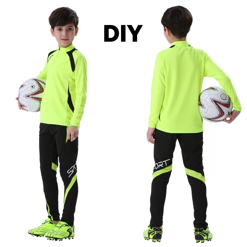 neon DIY Зимняя Молодежная Спортивная одежда для баскетбола, футбола, бега, одежда для бега, длинные штаны, теплая спортивная куртка для фитнеса, пальто на молнии, футбольные рубашки - Цвет: neon DIY