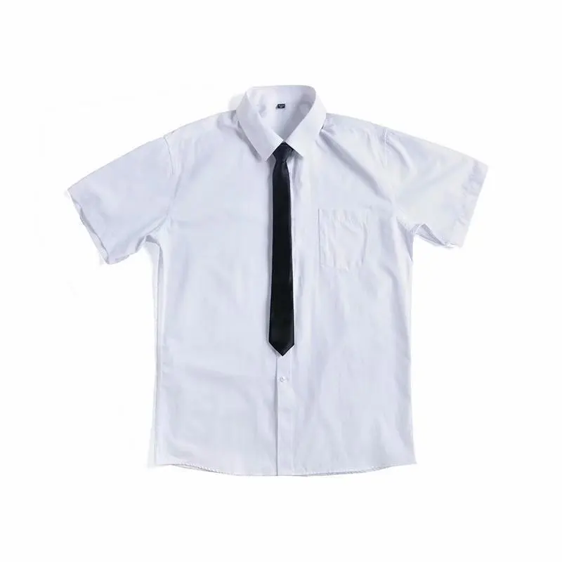 

Preppy Style Tie Shirt White for Men Short Sleeve Shirt Fashion Brand Ins Student Class Clothes DK Uniform BF Shirt