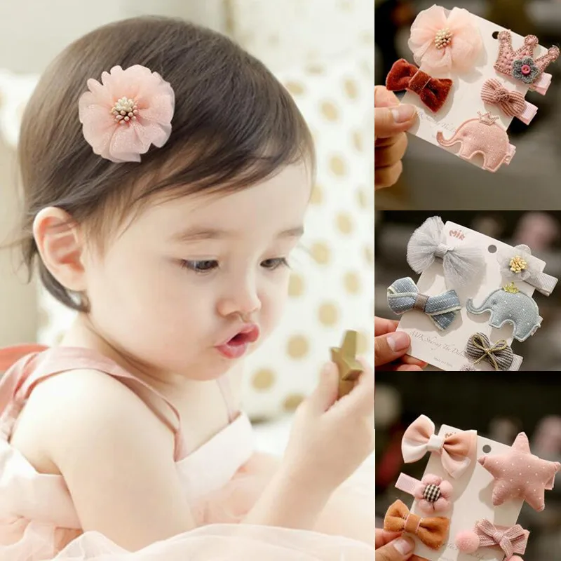 5 шт./упак. милые ткань завернуты заколки для волос девочек малышей и детей