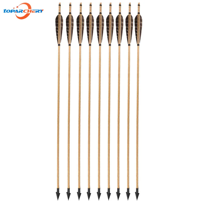 Традиционные деревянные стрелы со стальными наконечниками и настоящими перьями