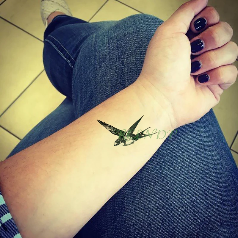 Водостойкая Временная тату наклейка ласточка муха птица флэш искусственные