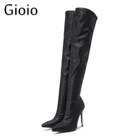 gioio fashion womens boots winter lady big size soft leather shoes black botas wedges female lace up platforms women botas
