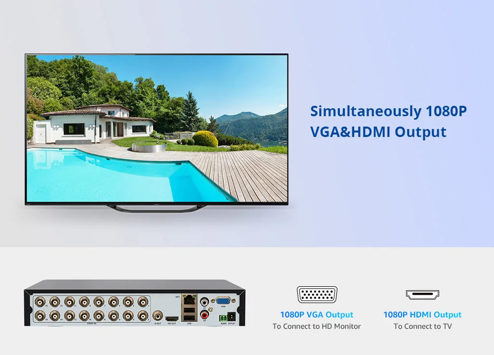 H. View 16ch NVR видео наблюдения видео рекордер CCTV DVR для домашней безопасности Поддержка 4 ТБ SATA HDD 1080P видео выход H.264 DVR
