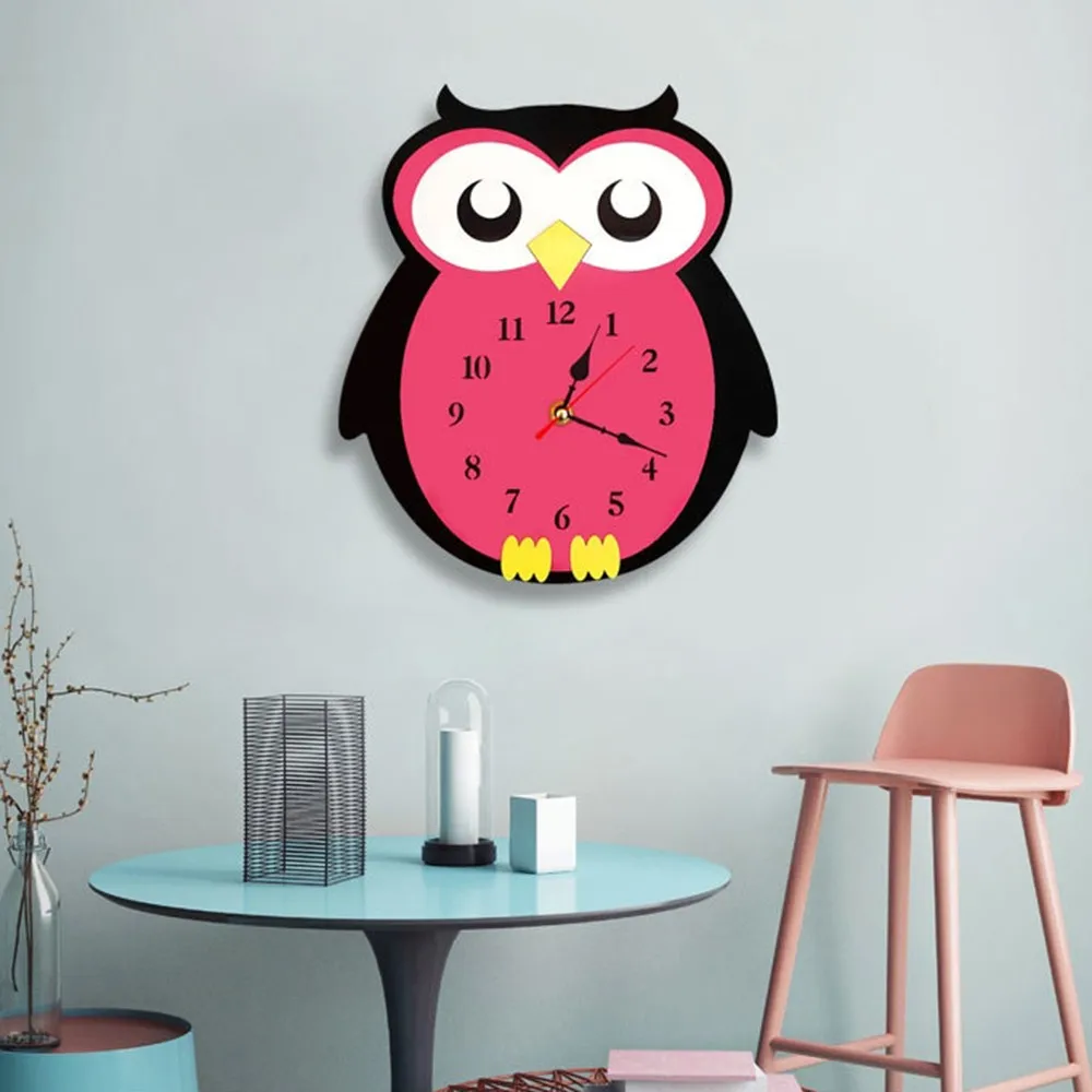 Мультфильм DIY Сова настенные часы мультфильм тихие стены дома украшение для