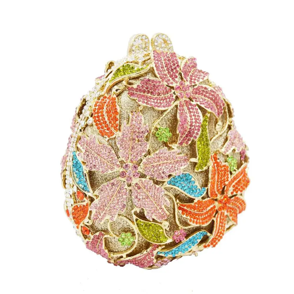 Роскошные золотые вечерние сумки в форме яйца цветочный кошелек свадебные