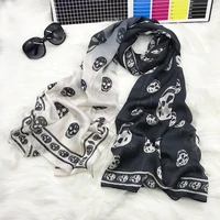 2020 luxury brand new summer women cottonscarf hijab shawls and wraps female foulard echarpe gradient skull designer bandana