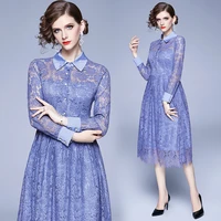 womens clothing autumn 2021 long sleeved womens peter pan collar lace medi dress for office ladies elegant casual dress outfit