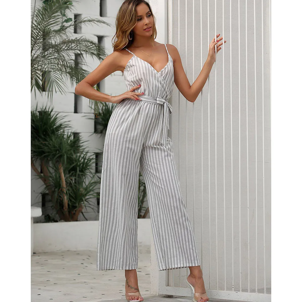 Женский полосатый комбинезон с принтом открытыми плечами длинный Детский костюм
