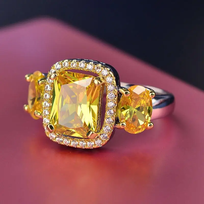 Женское Винтажное кольцо HIBRIDE желтое с кубическим цирконием ААА Свадебный Топ