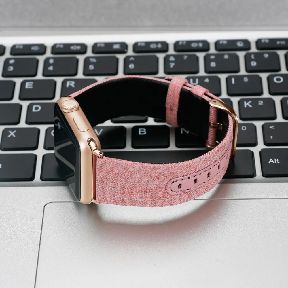 Кожаный ремешок для Apple watch 6 band 40 мм 44 браслет iWatch Band 38 42 кожаный + холщовый series 3 4 5 se