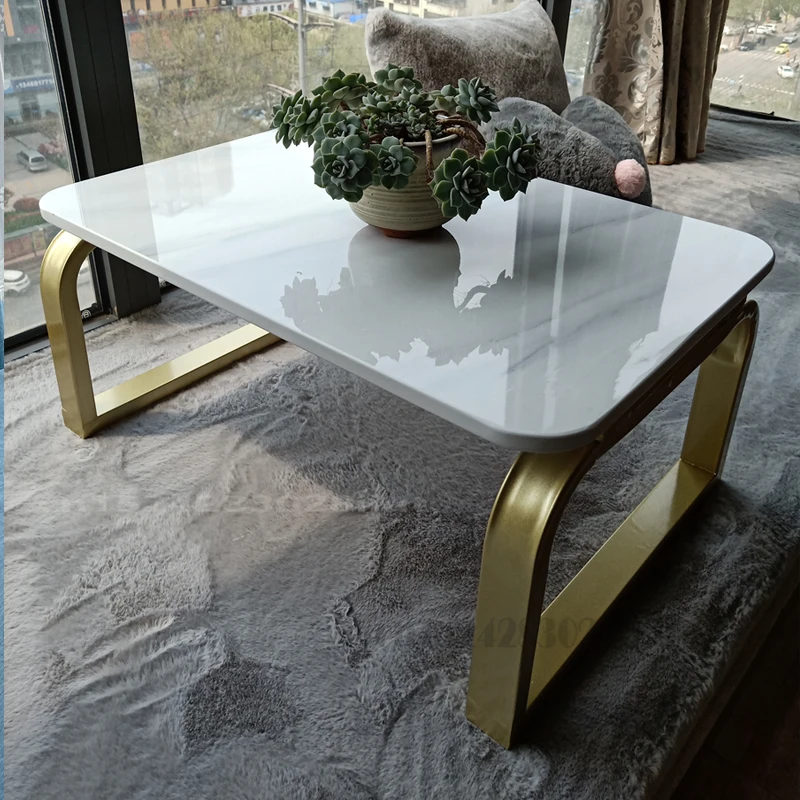 

Скандинавский мраморный журнальный столик с железными золотыми ножками, татами, оконный порог, японский обучающий стол для ноутбука, чайны...