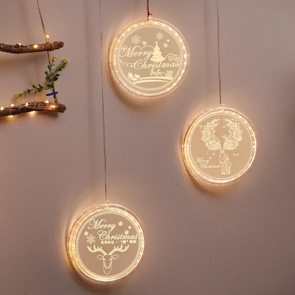 Круглые подвесные светильники рождественские украшения гирлянда светодиодная с