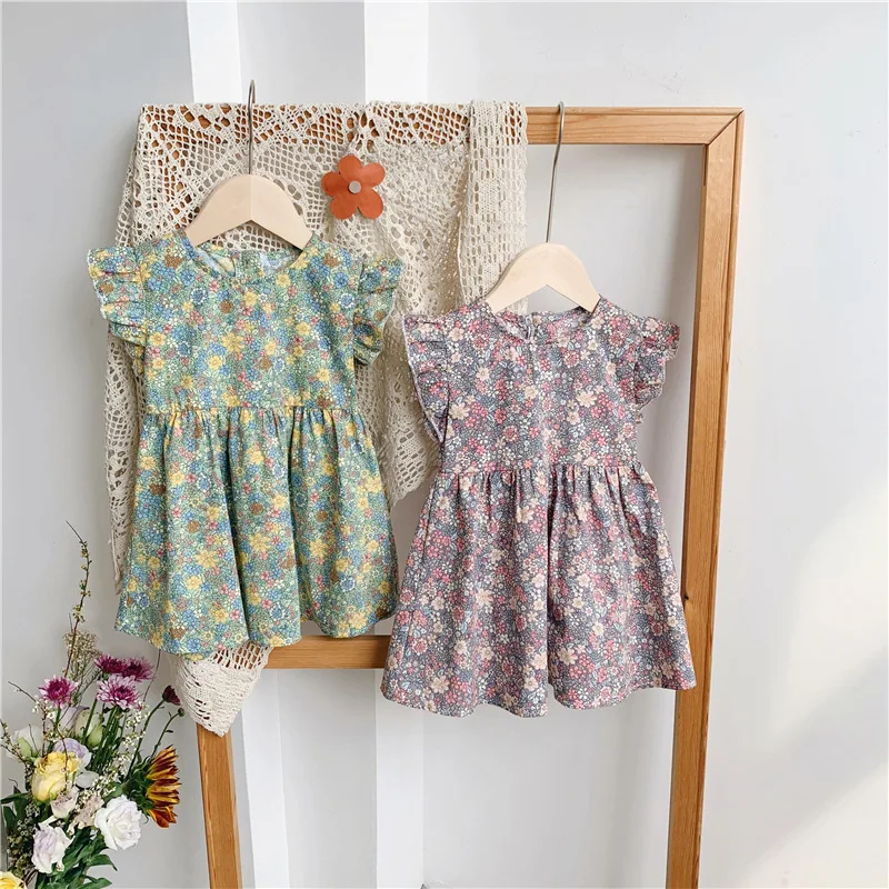 

Girls Casual Dress 2021 Korean Style Summer Girls Floral Dress Sleeveless Kids Wedding Party Costumes Children Clothing For Girl
