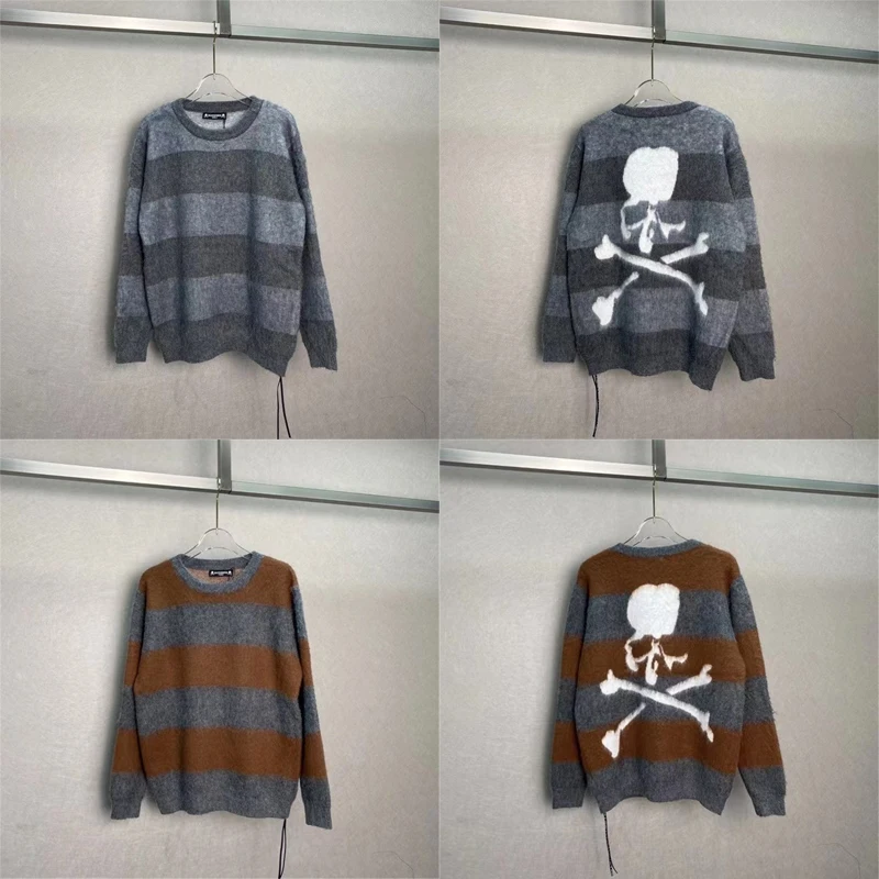 

Мужская/Женская толстовка с принтом «черепа», в полоску