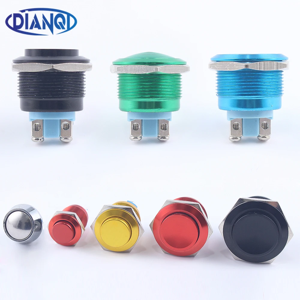 

12mm 16mm 19mm 22mm Metal Oxidized Push Button Switch 1NO Reset Press Button Screw Terminal Momentary Red Black Blue Gold Green