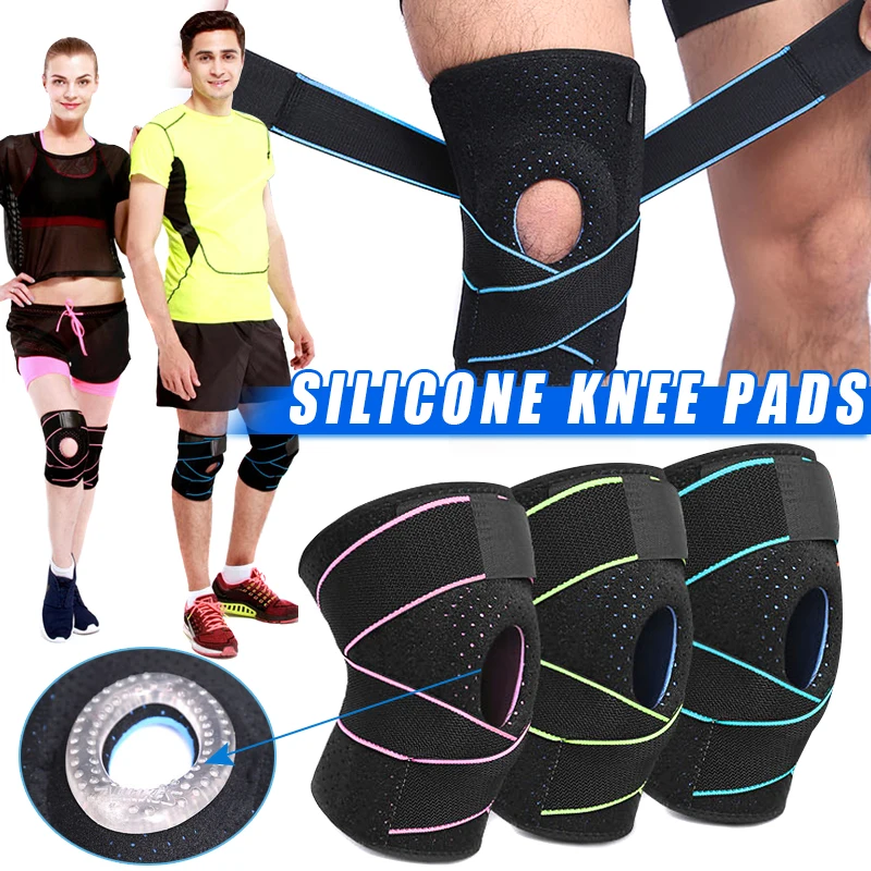 

Newest 1 Pair Silicone Knee Brace Support Compression Joint Pads Sleeves Bandage for Sport Promotion