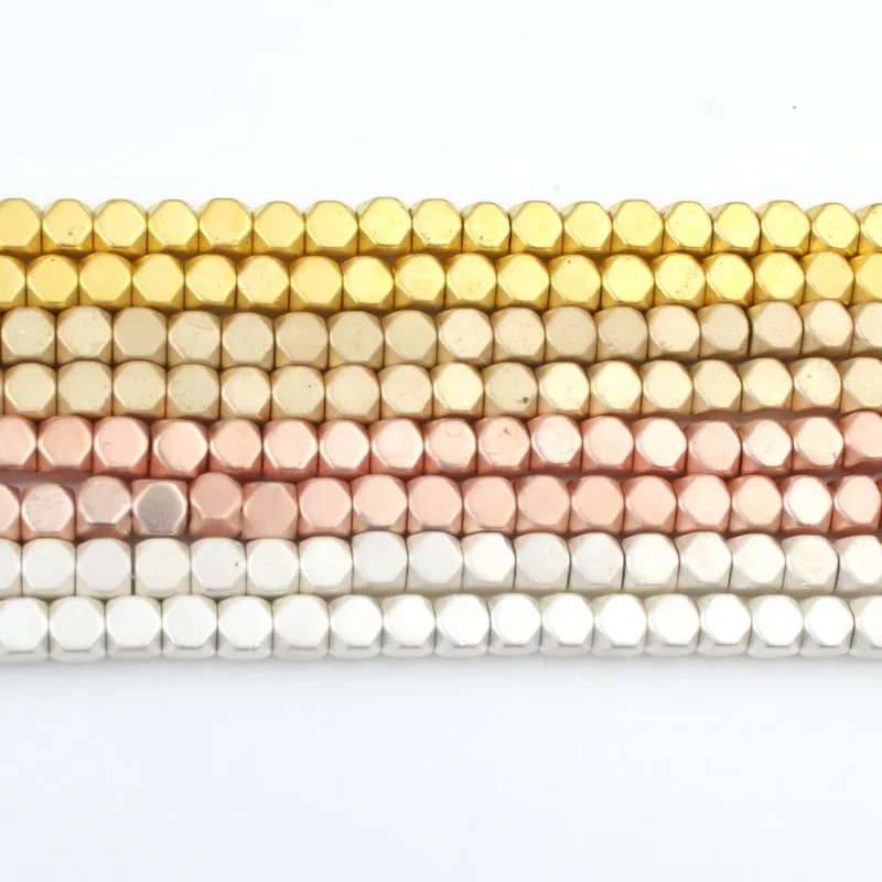 Матовые золотые гематитовые бусины 3 мм квадратные свободные разделители для