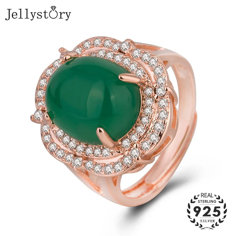 Jellystory Винтаж кольцо из яшмы 925 Серебряные ювелирные изделия с 16*18 мм овальные