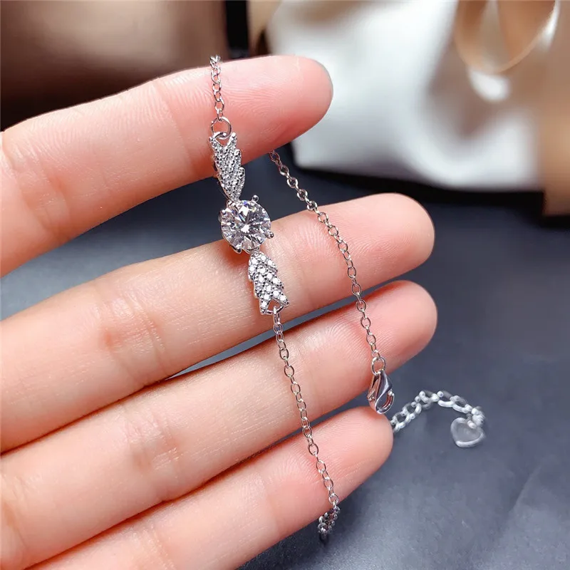 

Moissanite Charm Bracelet for Female Wedding Party Gift 1ct 2ct Diamond Lab with Royal Certificate 925 Sterling Silver