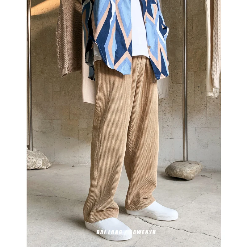 Новинка весна осень 2020 свободные однотонные вельветовые прямые брюки модные