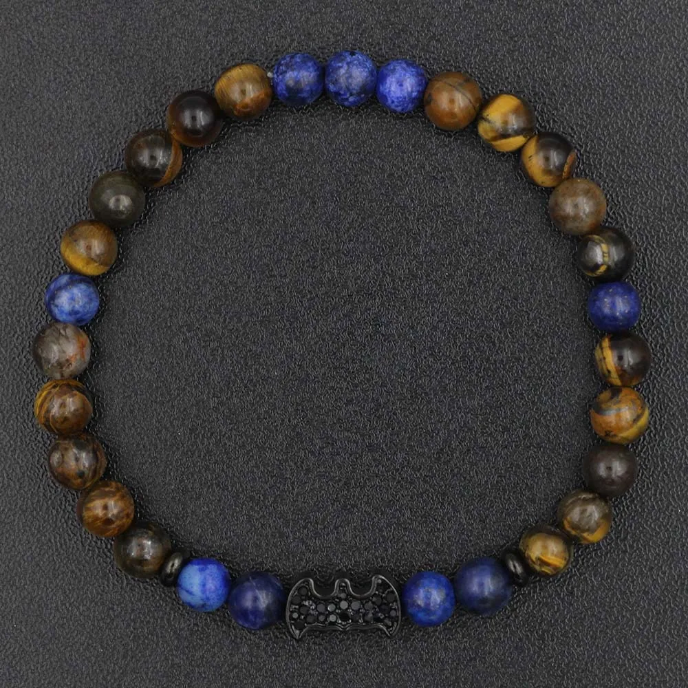 Браслет с бусинами из натурального камня тигровый глаз нержавеющей стали |