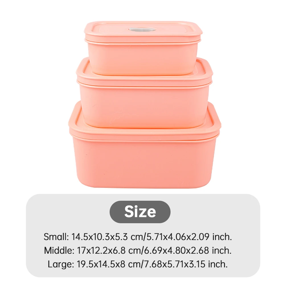 

3 Pcs Silicone Lunch Box Portable Bowl Bento Lunch Box Microware Home Lunch Fruit Salad Box Set Reezer Microwavable Containers